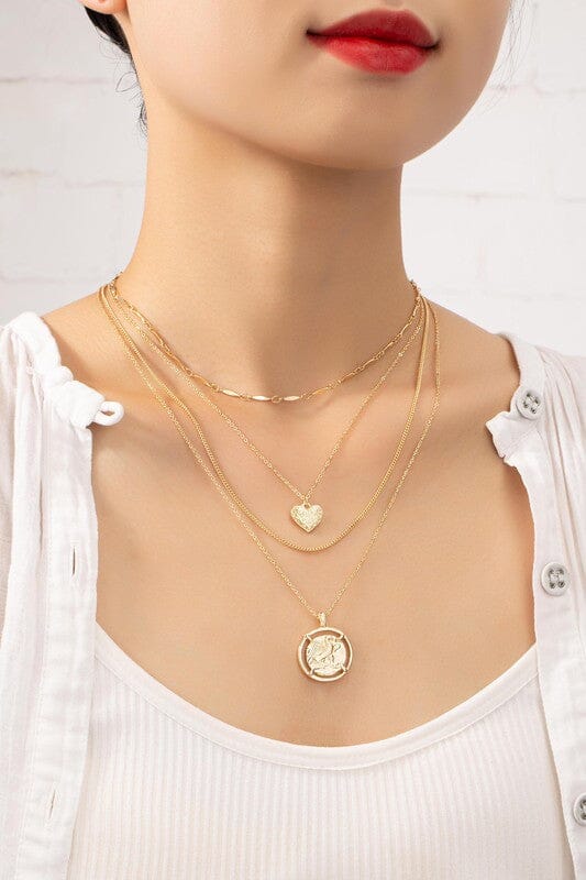 4 row delicate chain choker with heart and coin LA3accessories Gold one size 