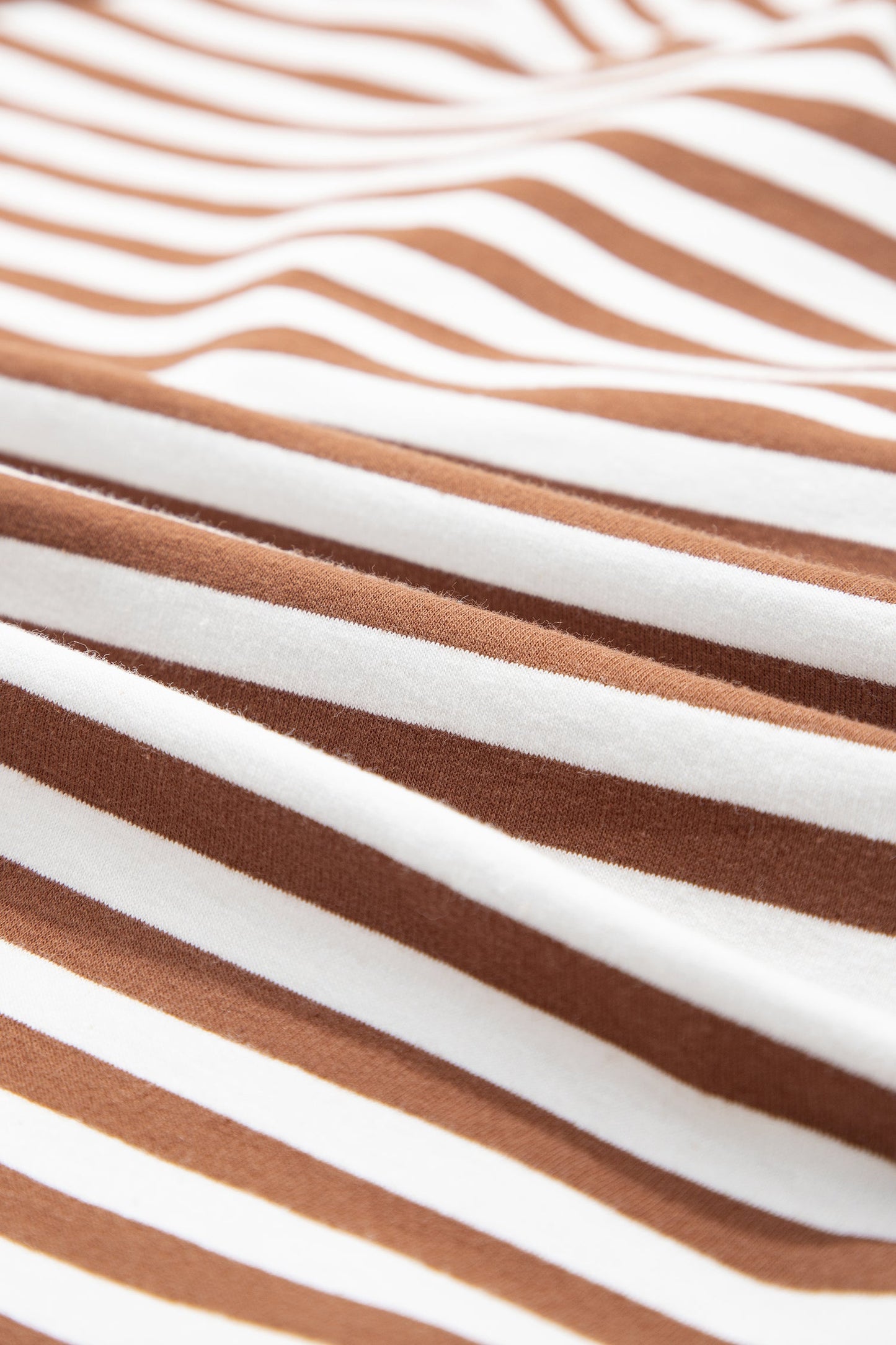 Brown Stripe Cotton Blend Quarter Zip Sweatshirt & Shorts Set