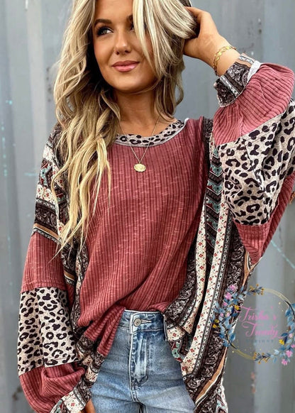 Leopard Geometric Long Sleeve Shirt