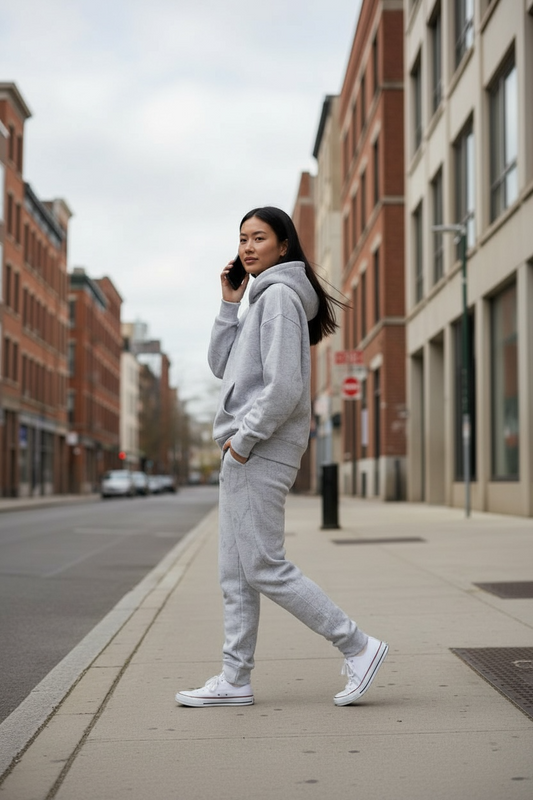 Abstract Drop Sleeve Hoodie and Pant Set