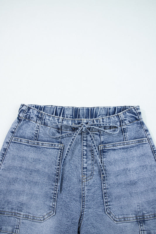 Large Patch Pocket Drawstring Paperbag Waist Barrel Jeans