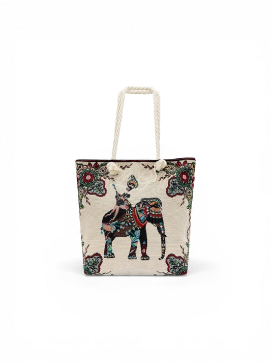 Boho Elephant Canvas Beach Tote Bag Poet Street Boutique