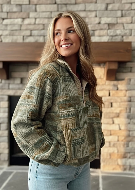 Western  Fleece 3/4 Snap Front Sweatshirt