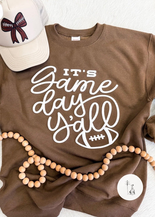 It’s Game Day Y’all Puff Print Sweatshirt Poet Street Boutique