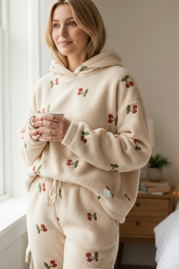 Two Piece Sherpa Cherries  Cargo Set Miss Sparkling