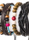 Cross Charm Mix Beads Leather Bracelet Set Poet Street Boutique