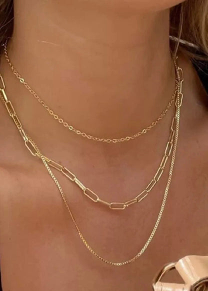18K Gold-Plated Three Layered Necklace