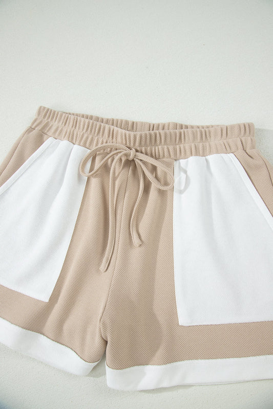 Colorblock Raw Edge Oversize Tee & Shorts Set
