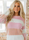 Cotton Color block Lantern Rib Knitted Sweater EG fashion