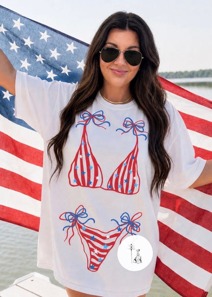 Red White & Blue Bikini Tee