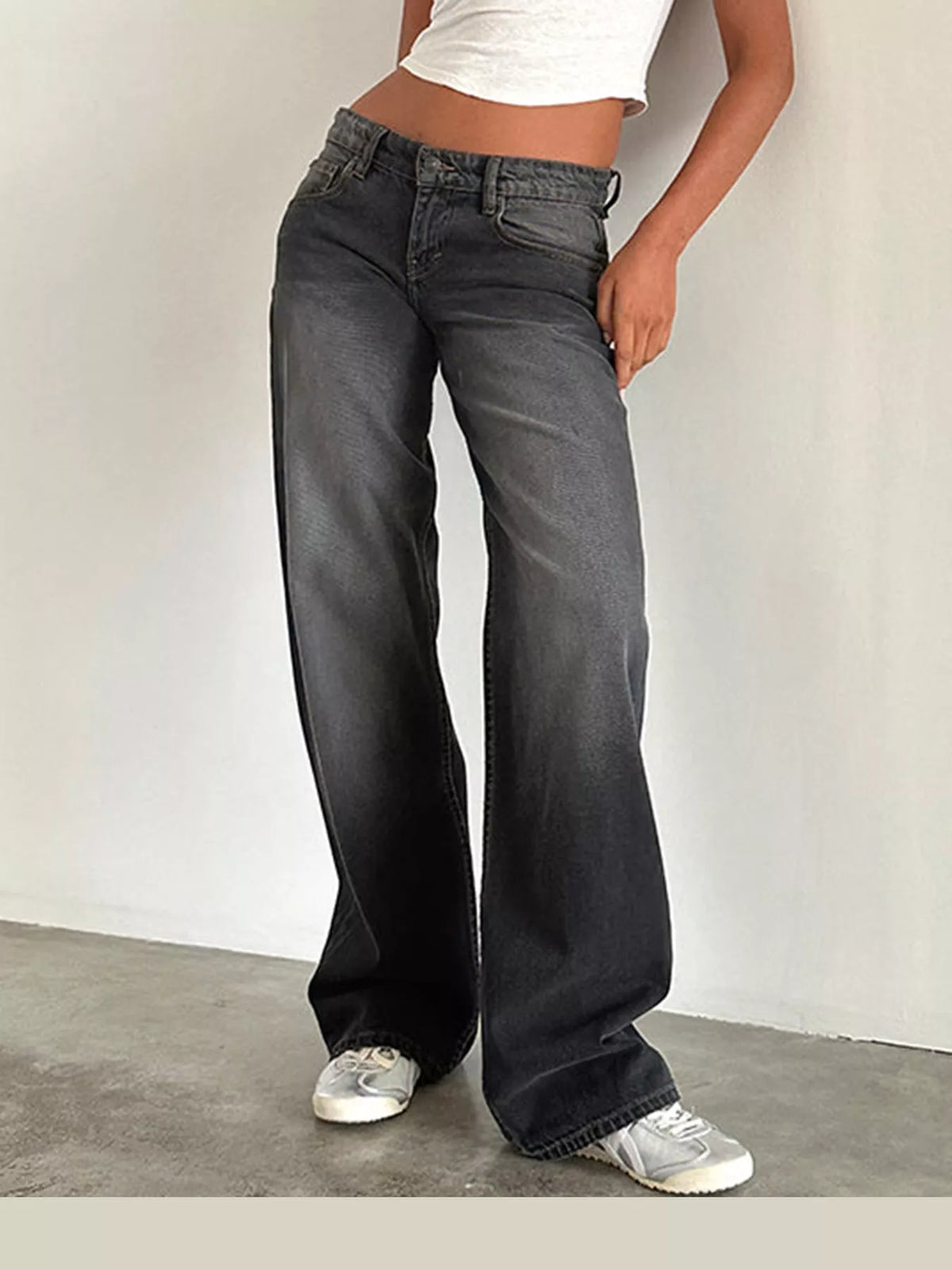 Vintage Wash Low-Rise Wide-Leg Jeans - Poet Street Boutique
