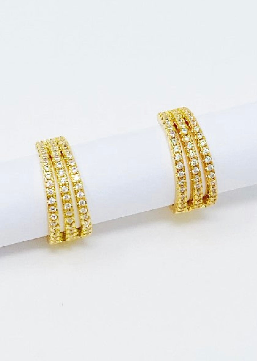 Triple Shine Huggie Earrings Poet Street Boutique