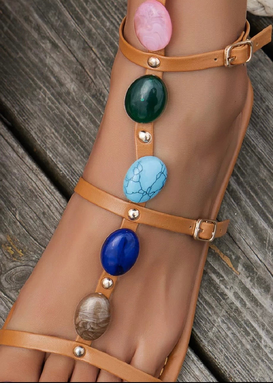 Open Toe Beaded Sandals