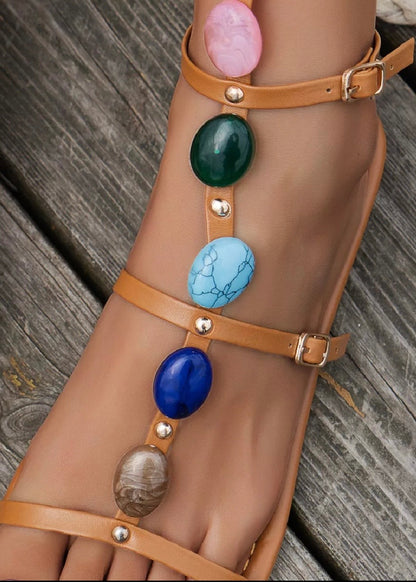 Open Toe Beaded Sandals