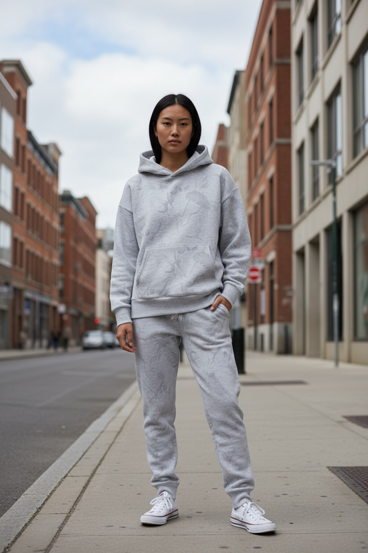 Abstract Drop Sleeve Hoodie and Pant Set