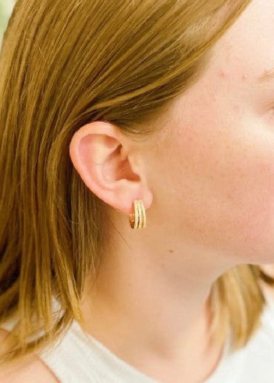 Triple Shine Huggie Earrings Poet Street Boutique