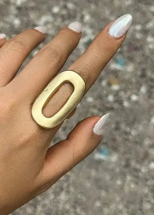 Matte Gold Electroplate Oval Ring The Jewelry Junkie