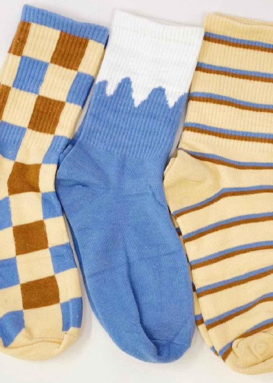 Trendy Pattern Trio Socks Set Poet Street Boutique