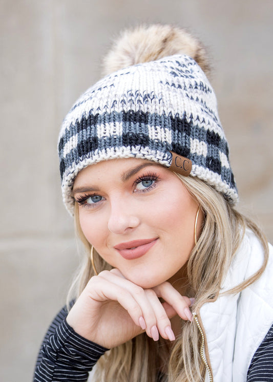 C.C® Buffalo Knit Pom Beanie