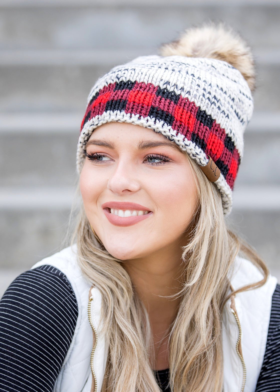 C.C® Buffalo Knit Pom Beanie