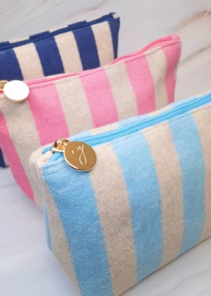 Terry Striped Everything Pouch Cosmetic Case Ellison and Young