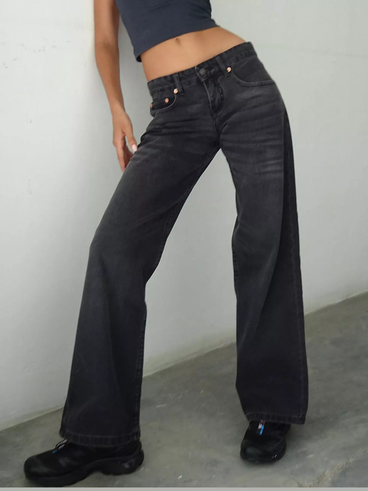 Vintage Wash Low-Rise Wide-Leg Jeans - Poet Street Boutique