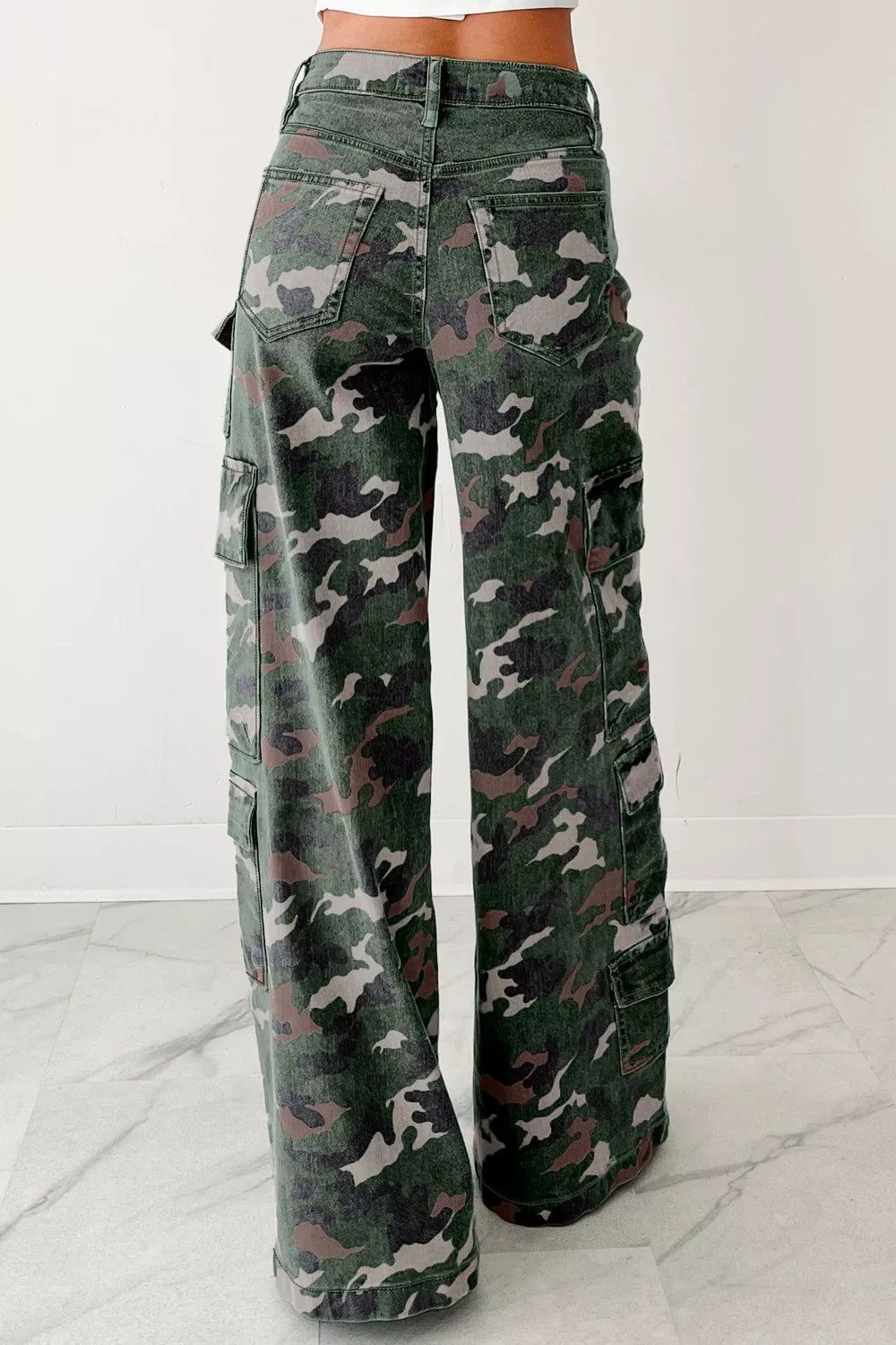 Camo Print High Waist Cargo Pants - Poet Street Boutique