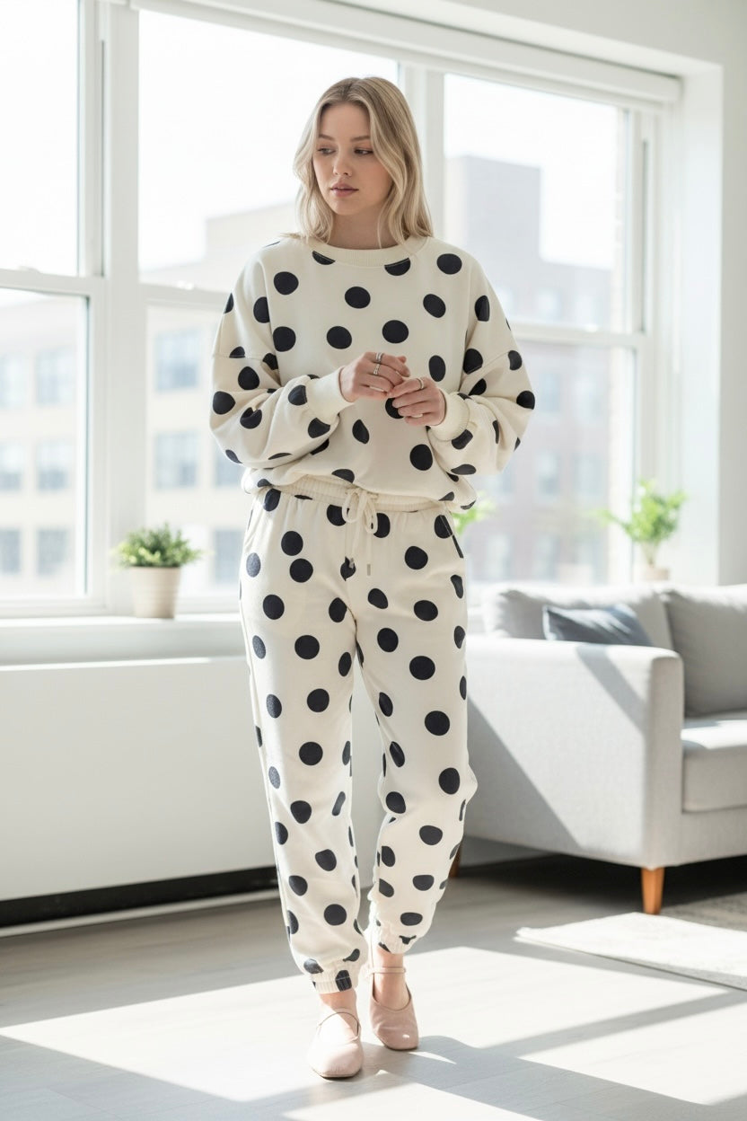 Polka Dot Pullover and Jogger Pants Set JUNIPER BLVD