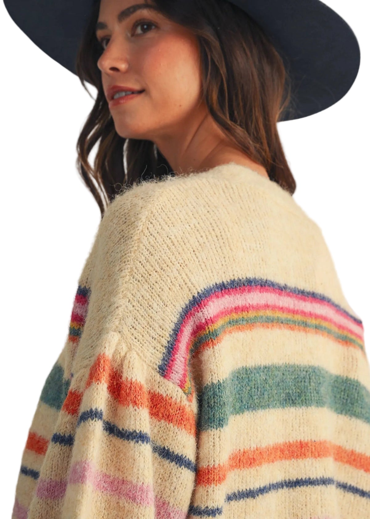 Sunset Carnival Stripe Cozy Relaxed Cardigan - Poet Street Boutique
