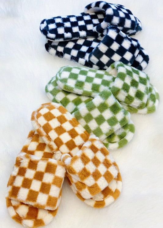 Luxe Lounge Checker Cozy Slippers Poet Street Boutique
