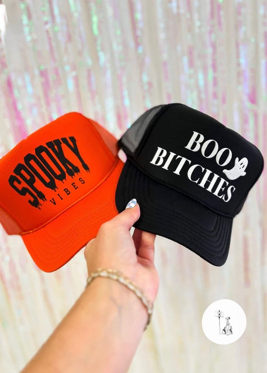 Boo Bitches or Spooky  Trucker Hat Poet Street Boutique