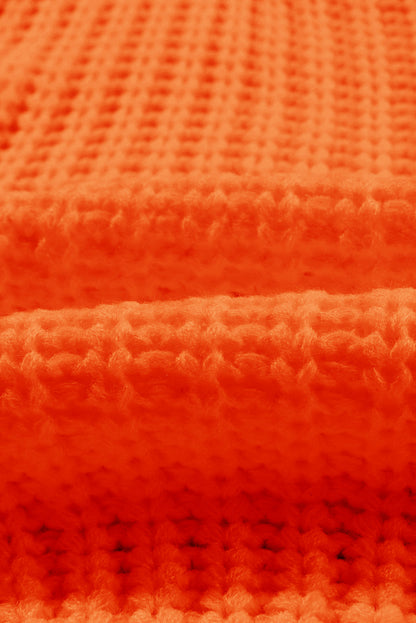 Orange Chunky Knit Ribbed Knit Sweater