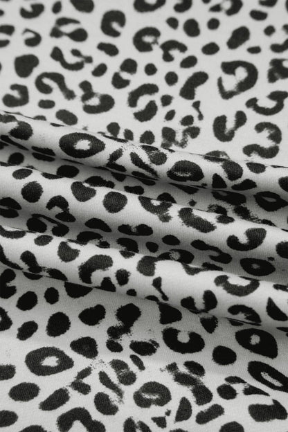 Leopard Terry Knit Wide Leg Pants