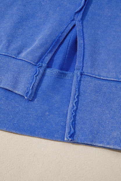 Cotton Mineral Wash Split Hem Tunic Sweatshirt