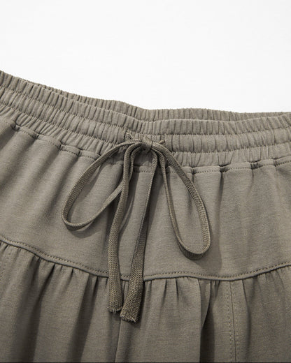 Fern Elastic Waist Drawstring Wide Leg Full Length Pants