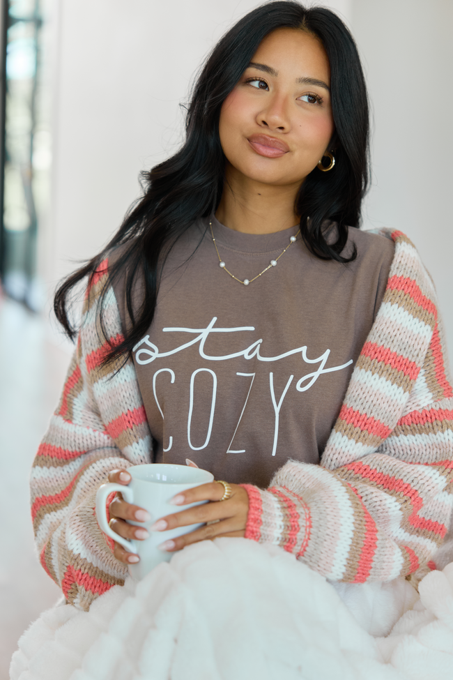 Stay Cozy Brown Graphic Tee