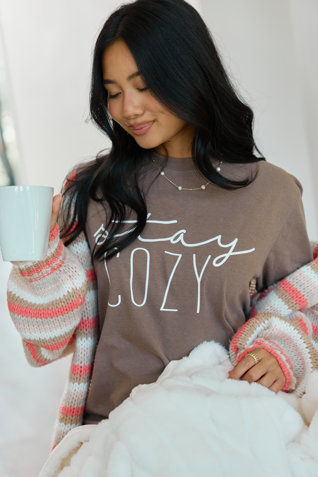 Stay Cozy Brown Graphic Tee