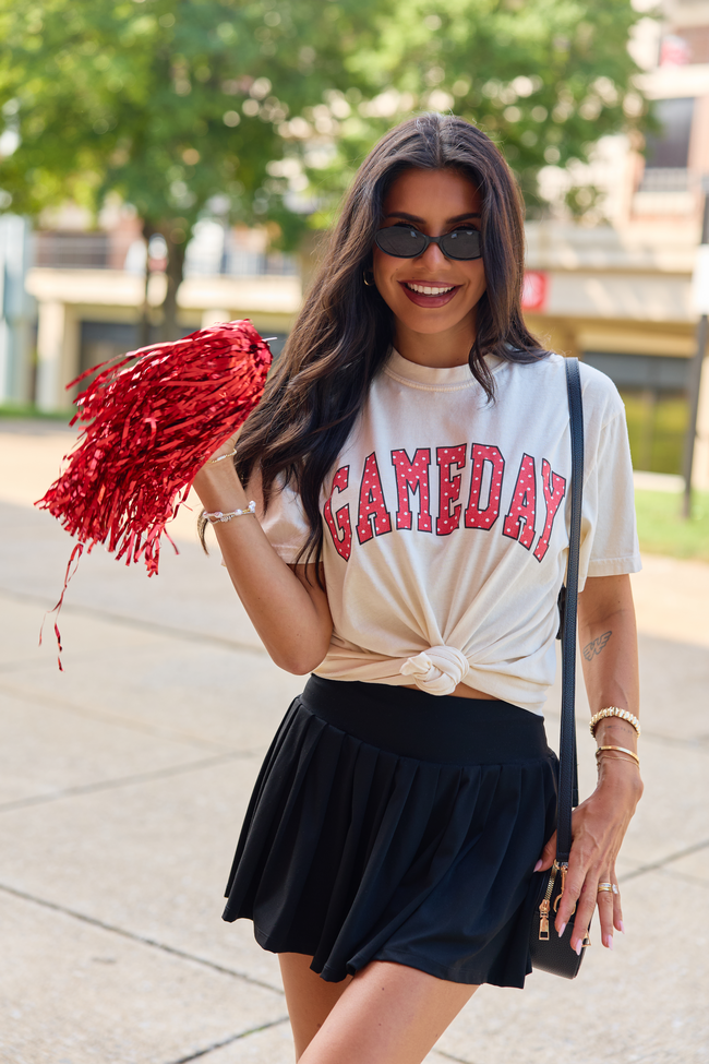 Gameday Red Polka Dot Ivory Graphic Tee
