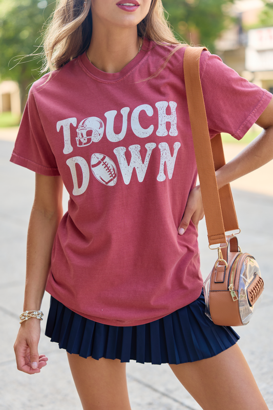 Cotton Touchdown Printed Crimson Graphic Tee