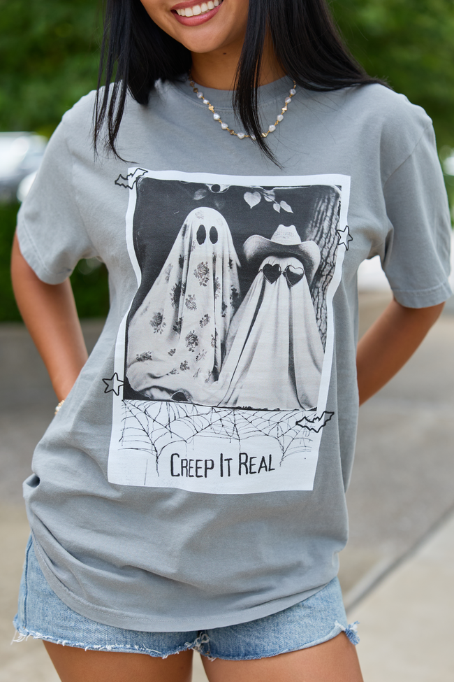 Cotton Creep It Real Grey Graphic Tee