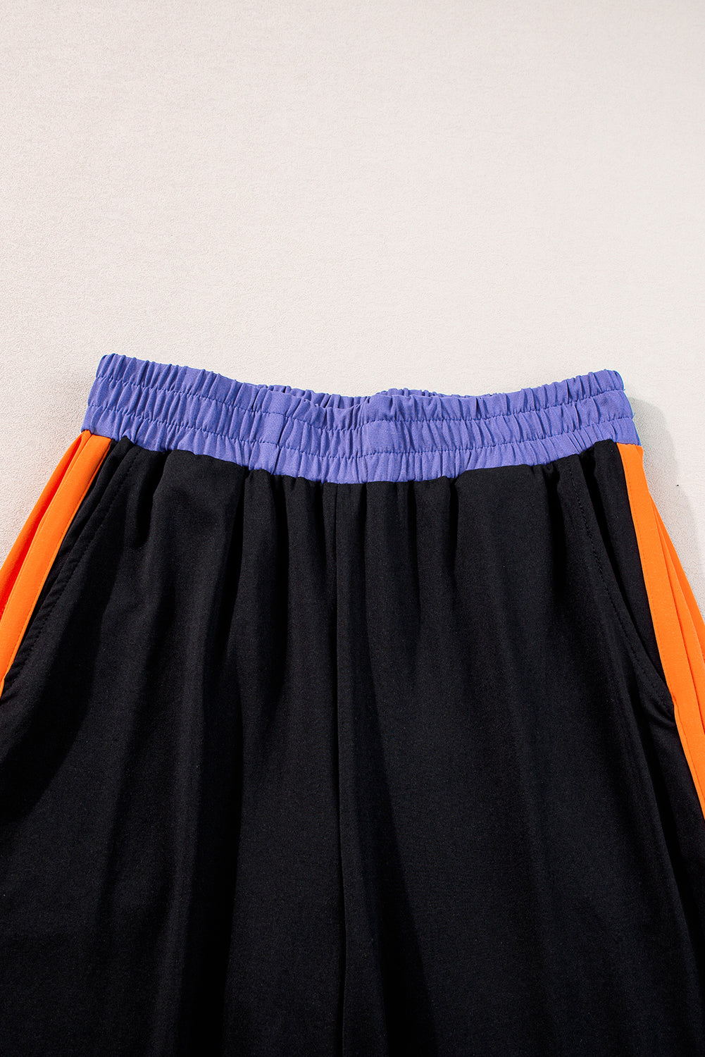 Colorblock Short Sleeve Top & Wide Leg Pants Set