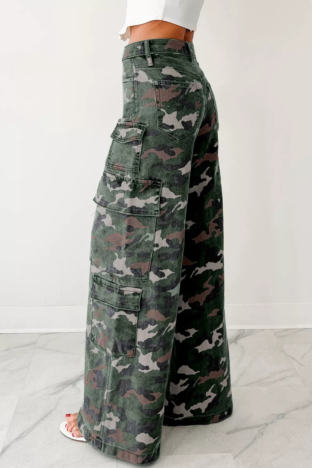Camo Print High Waist Cargo Pants - Poet Street Boutique