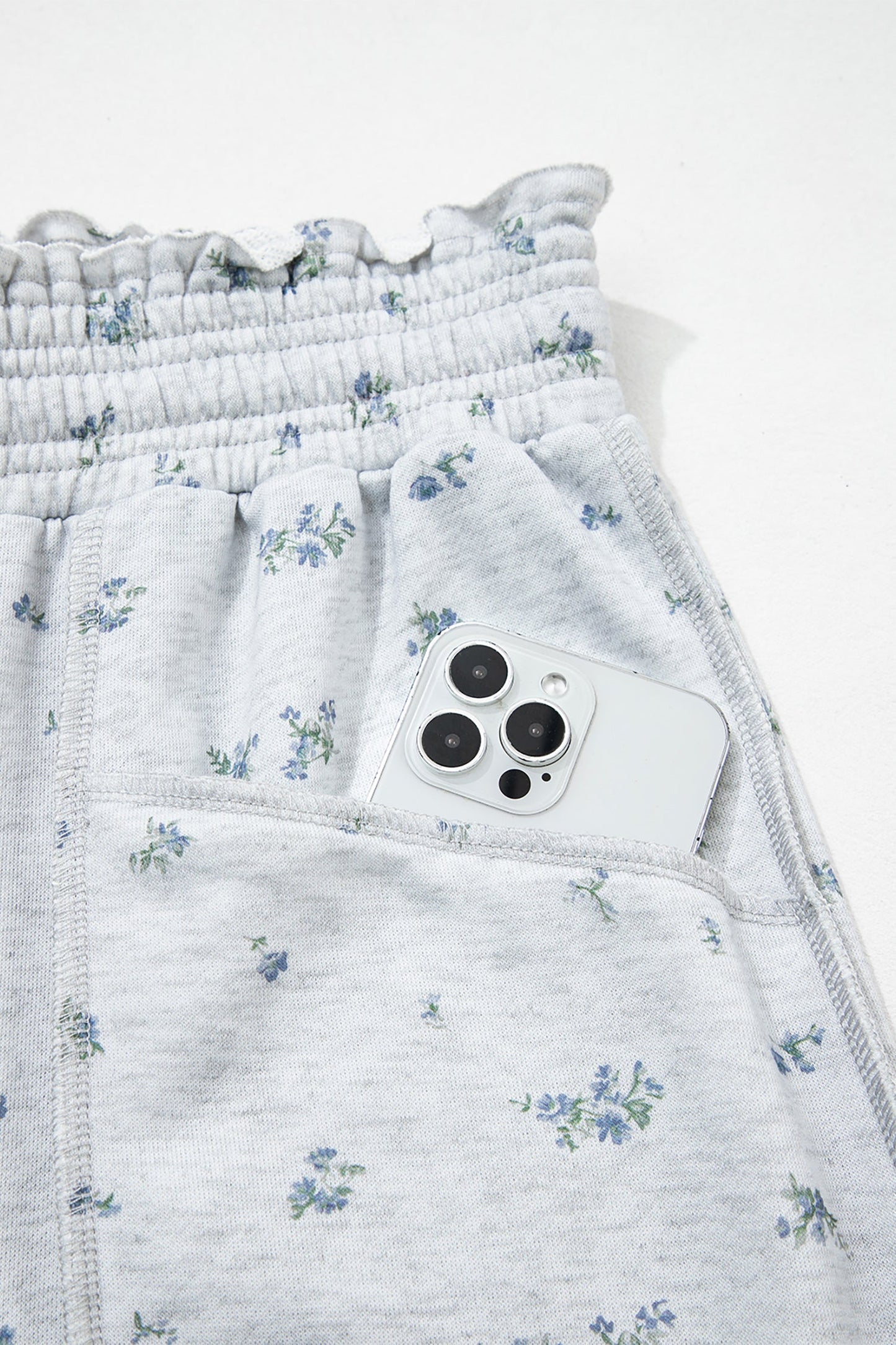 Floral Drawstring High Waist Seamed Barrel Pants