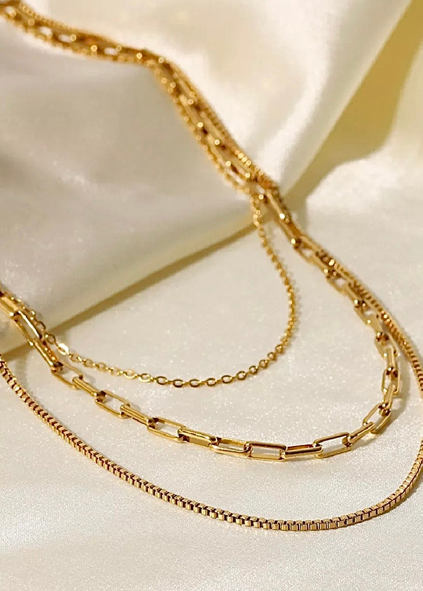 18K Gold-Plated Three Layered Necklace