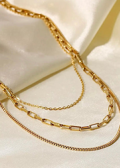 18K Gold-Plated Three Layered Necklace