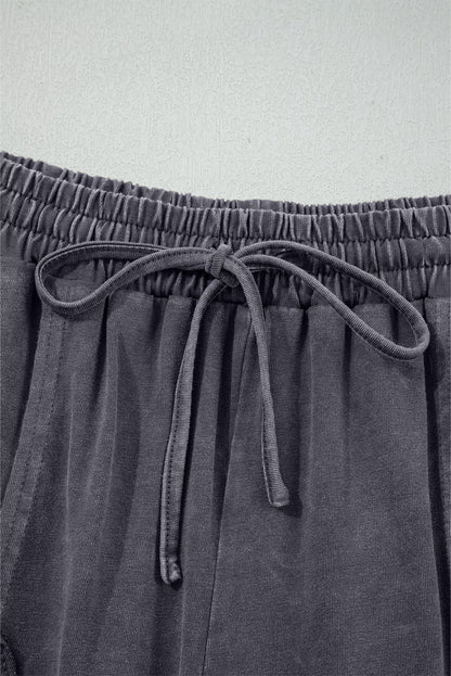 Floral Patch Mineral Wash Terry Knit Pants