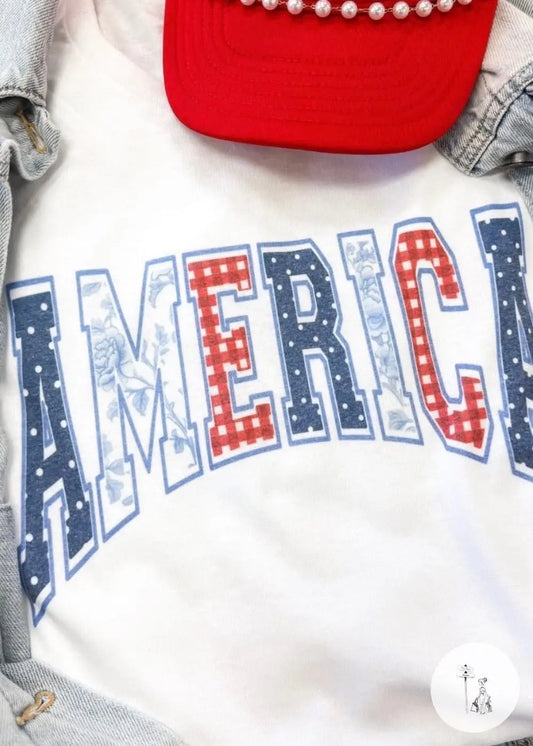 America Print Graphic Tee Poet Street Boutique