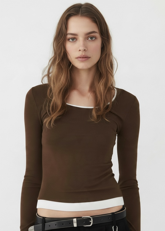 Layered Look Long-Sleeve Slim-Fit T-Shirt