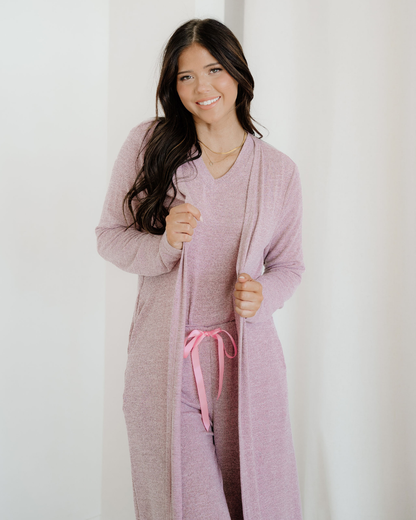 Maggie T-Shirt  Pants Open Duster 3pcs Lounge Set