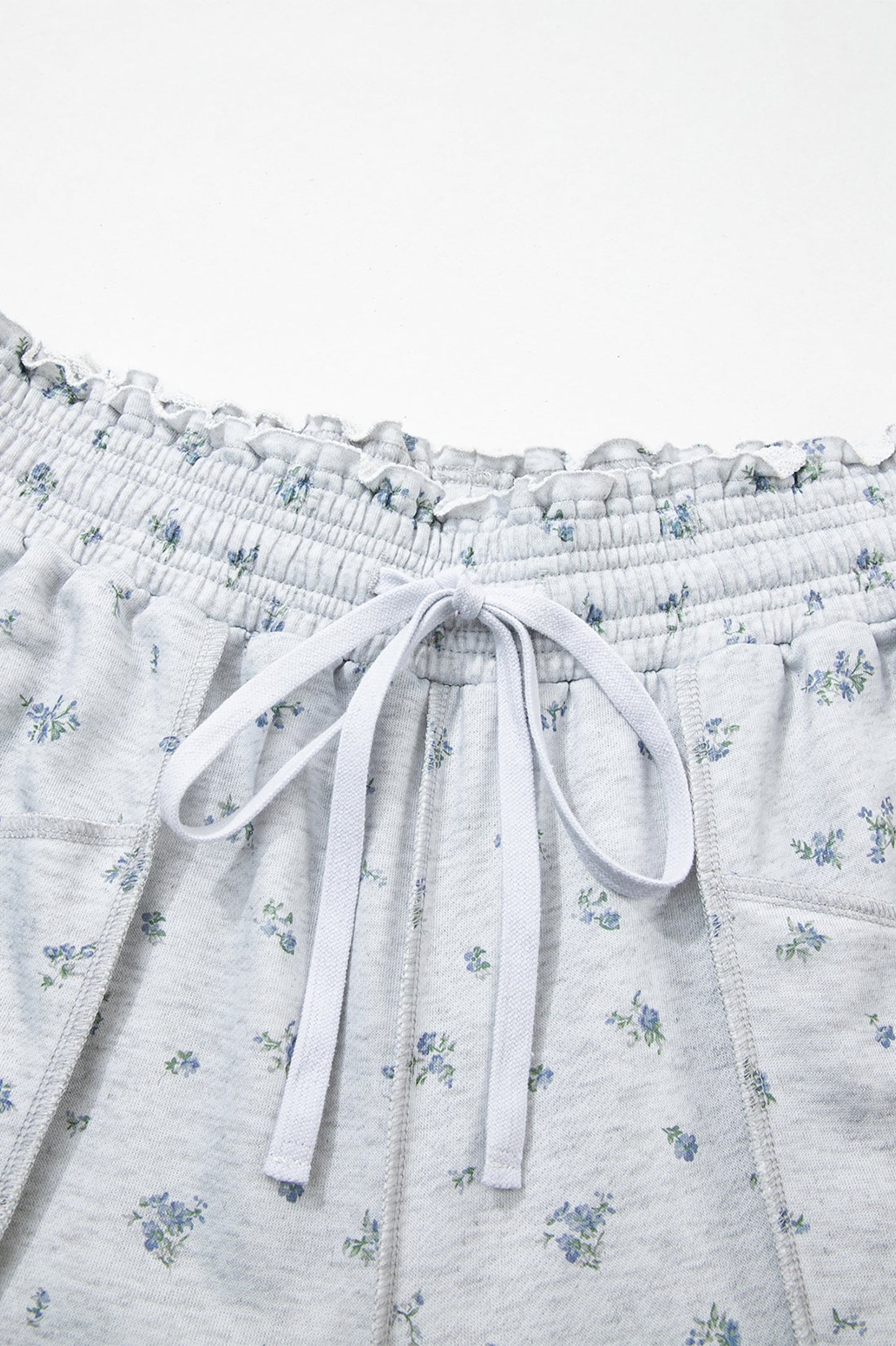 Floral Drawstring High Waist Seamed Barrel Pants